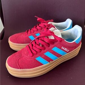 adidas Gazelle Red and Blue Sneakers